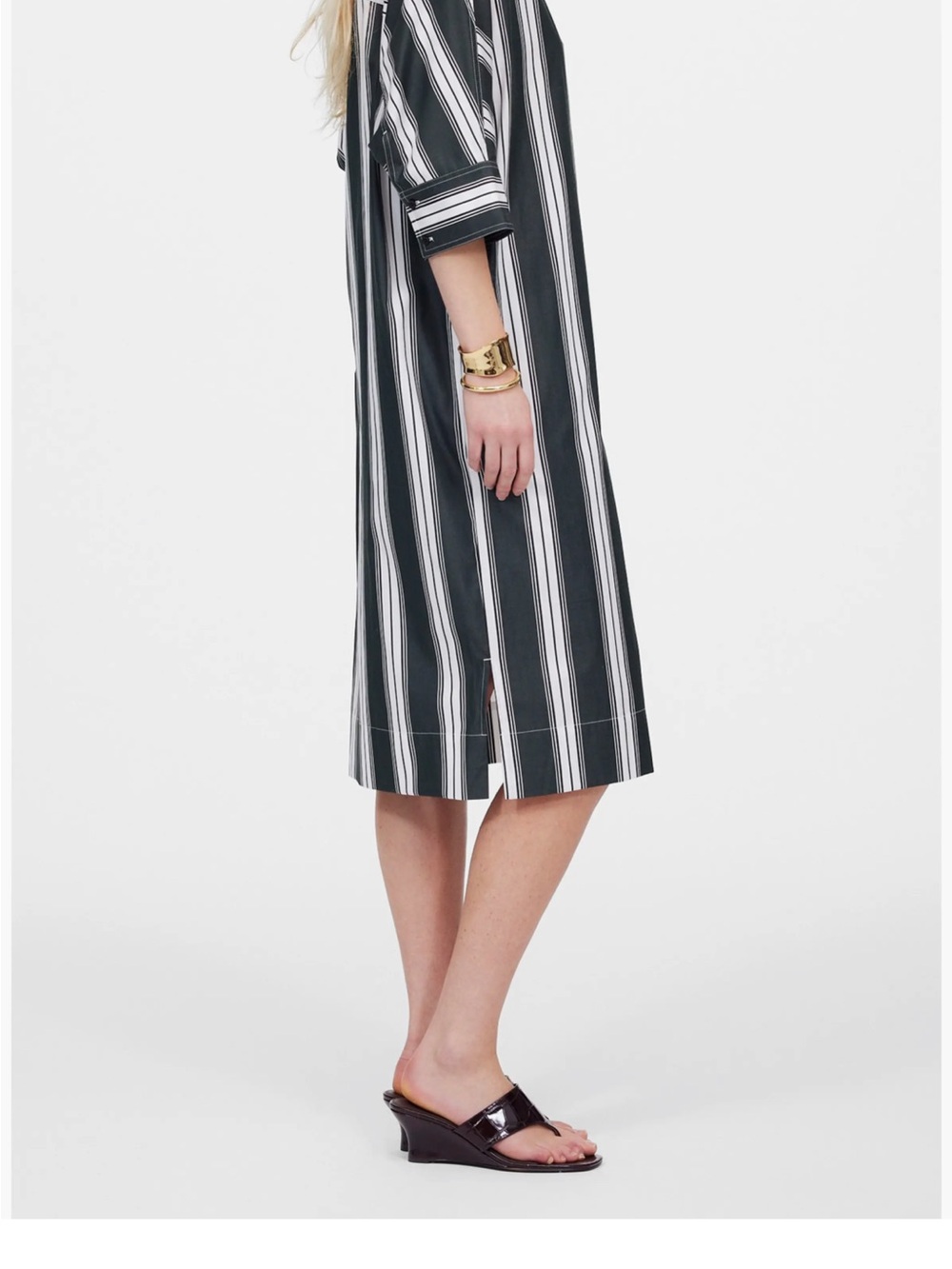 Madewell striped midi poplin dresses